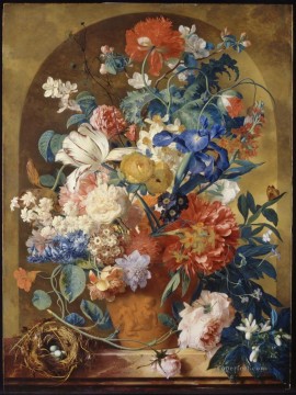  Huysum Lienzo - Bodegón de flores en un jarrón de terracota ante una hornacina Jan van Huysum